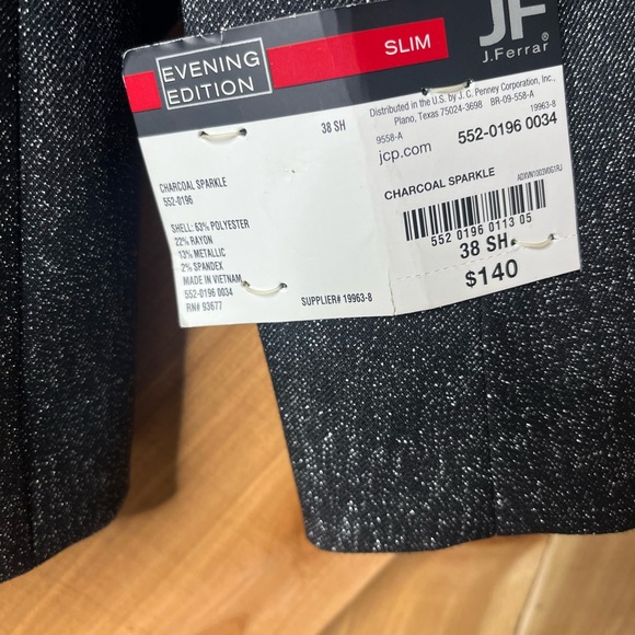 J. Ferrar Slim Fit Charcoal Sparkle Sport Jacket Size 38 Short Slim - Picture 2 of 11